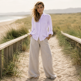 Lavender Full Sleeve Linen Shirt for Women – Breathable and Sustainable Essential