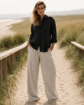 Black Full Sleeve Linen Shirt for Women – Breathable and Sustainable Essential