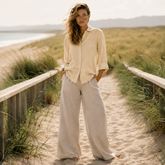 Khaki Full Sleeve Linen Shirt for Women – Breathable and Sustainable Essential