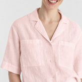 Pink Half Sleeve Cuban Linen Shirt for Women – Breathable and Sustainable Essential