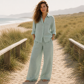 Minty Green Full Sleeve Linen Shirt for Women – Breathable and Sustainable Essential