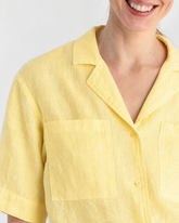 Yellow Half Sleeve Cuban Linen Shirt for Women – Breathable and Sustainable Essential