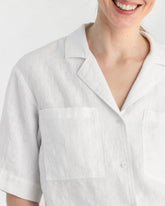 White Half Sleeve Cuban Linen Shirt for Women – Breathable and Sustainable Essential