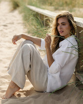 White Full Sleeve Linen Shirt for Women – Breathable and Sustainable Essential