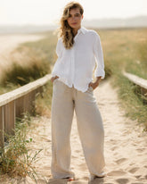 White Full Sleeve Linen Shirt for Women – Breathable and Sustainable Essential